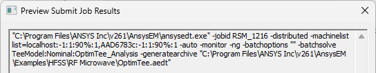 Preview Submit Job Results window.