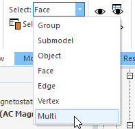 Select drop-down menu expanded. Multi option highlighted.