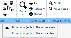  Hide/Show visualization icon in the ribbon.