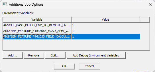 Additional Job Options dialog box.