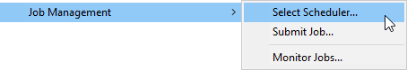 Job Management option open, Select Scheduler highlighted.