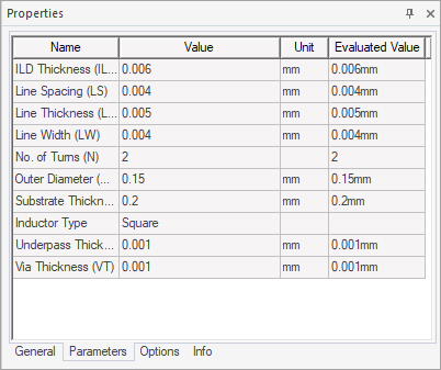 View of the Parameters tab for a UDM