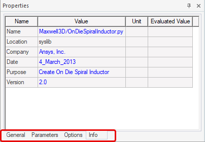 Properties dialog.