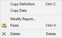 Trace shortcut menu