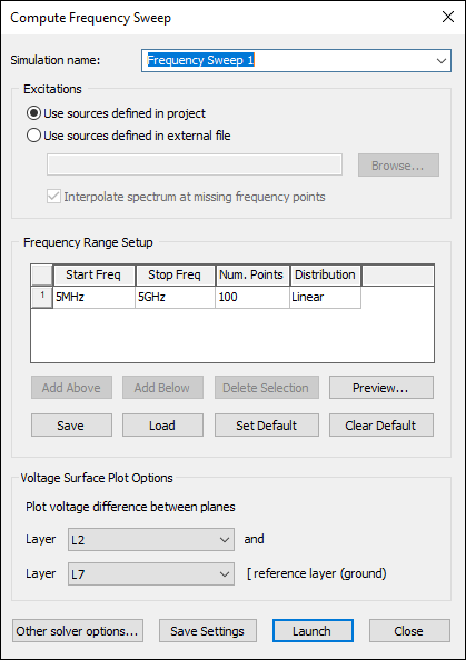Compute Frequency Sweep