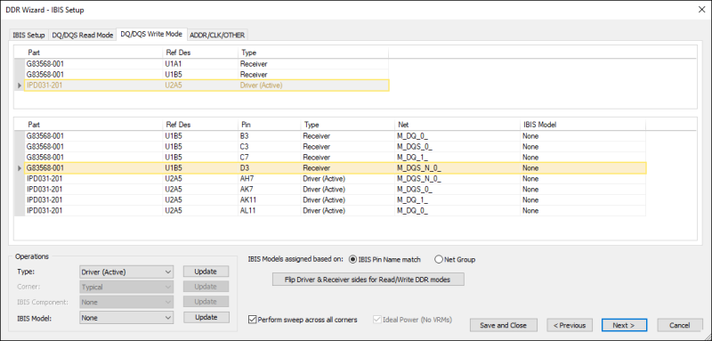 DDR Wizard - DQ/DQS Write Mode Tab
