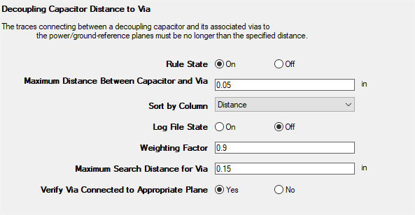 Decoupling Cap Distance to Via Rules