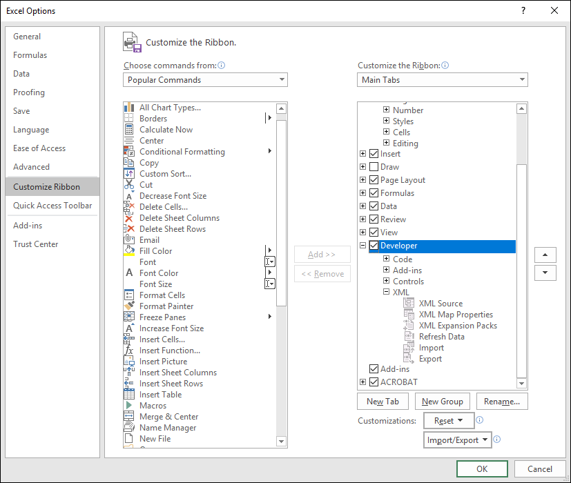 Excel Options