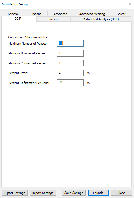 HFSS DC R Options