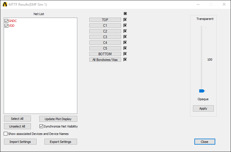 MTTF Results Window MTTF Results Window