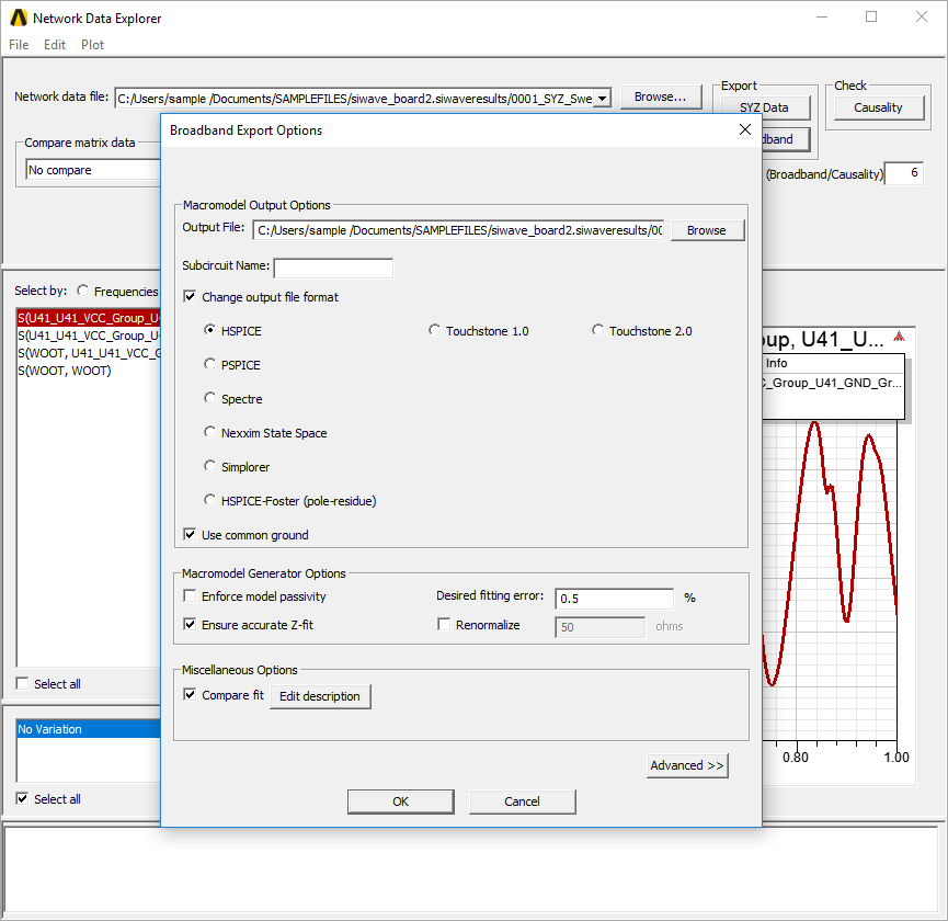 ndExplorer and Broadband Export Options