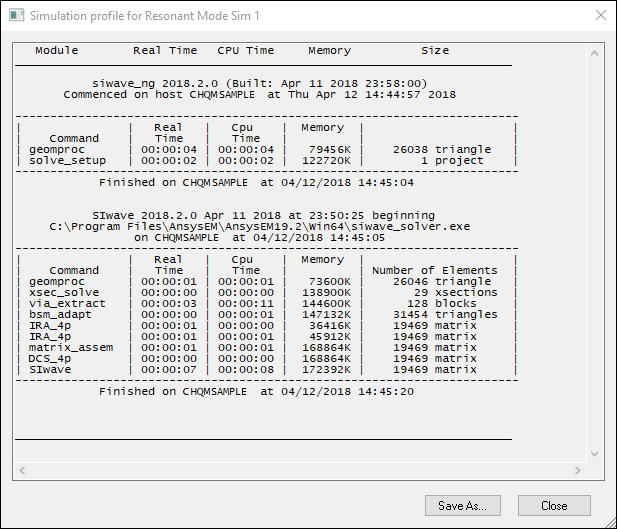 Simulation Profile