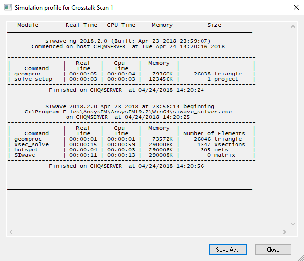 Simulation Profile - Crosstalk