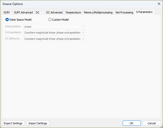 SIwave Options > S-Parameters Tab
