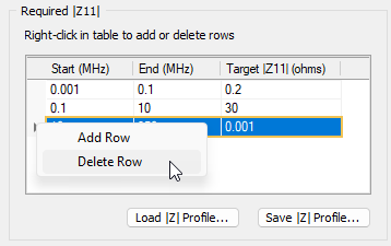 Required |Z11| Area - Delete Row