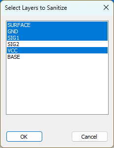 Select Layers to Sanitize Window Select Layers to Sanitize Window