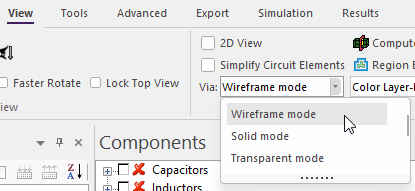 Wireframe, Solid, and Transparent Via Rendering