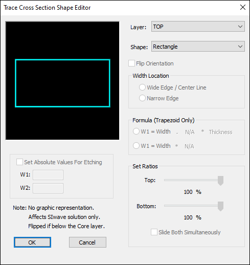 Trace Cross Section Shape Editor Window Trace Cross Section Shape Editor Window