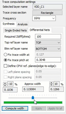 Trace Width Slider