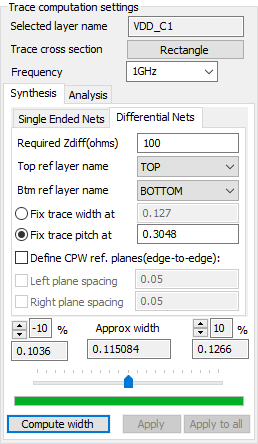 Calculated Trace Width