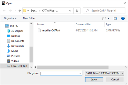 Navigate to the Impeller.catprt example file.