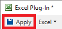 The Apply button in the Excel Plu-In toolbar adds the variables to the ModelCenter workflow.