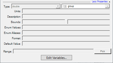 The More Properties link shows the full list of properties available for each variable.