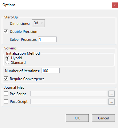 Thr Fluent Plug-In Options dialog.