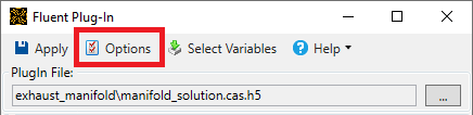 Click the Options button on the Fluent Plug-In to launch the Options dialog. 