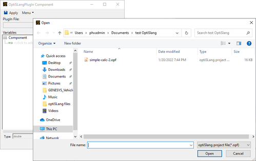 Browse for the location of the .opf file and then click the Open button.