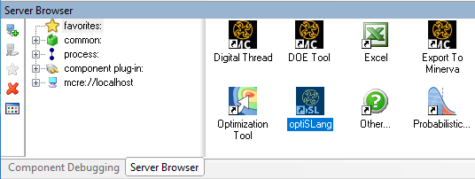 Drag the optiSLang Plug-In from the Server Browser into the Analysis View.