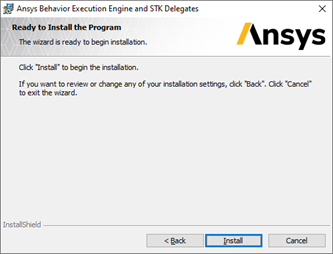 Click the Install button to install the Behavior Exection Engine.