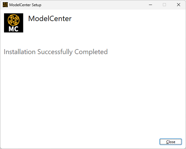 When the installation is complete, click the Close button.
