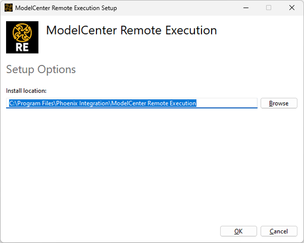Set a custom install location by clicking the Options button and entering the location in the field.