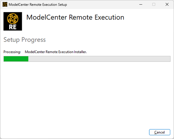 The bar shows the relative progress of the installation.