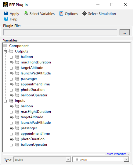 The variables displayed in the BEE Plug-In dialog will be saved to the ModelCenter workflow.