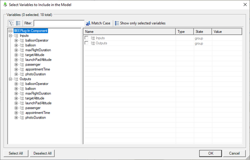 Select the variables to include in the model.