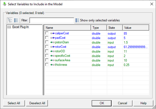 Use Named Ranges in Excel so that the Excel Plug-In can automatically import the ranges with the correct name.