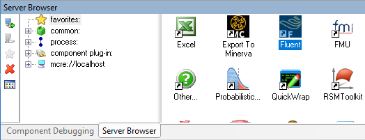 Drag the Fluent component from the Server Browser and drop it into the Analysis View.