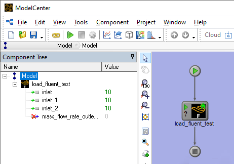The Fluent component is added to ModelCenter and can be used in ModelCenter.