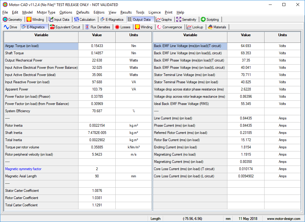 E-Magnetics [Induction Machine Output Data]