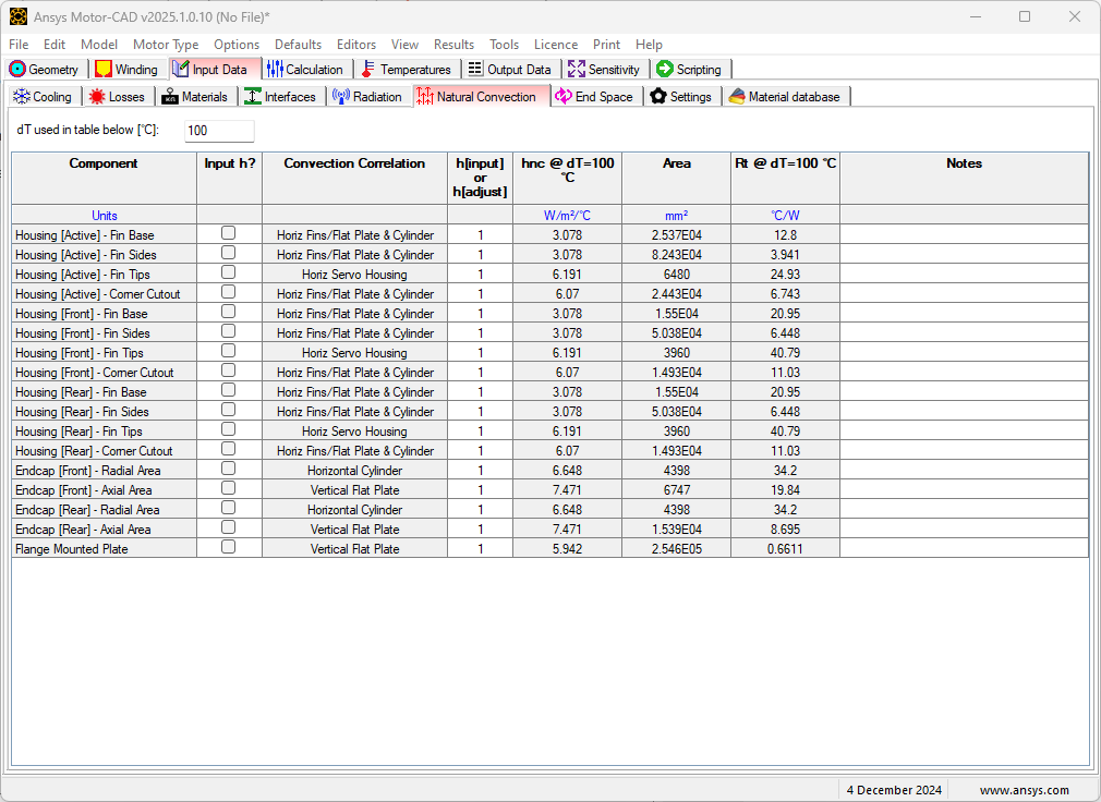 Natural Convection [Input Data Editor]