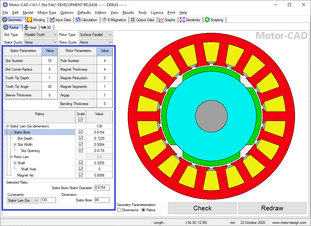 Machine Ratio Format Radial Ratio Editor