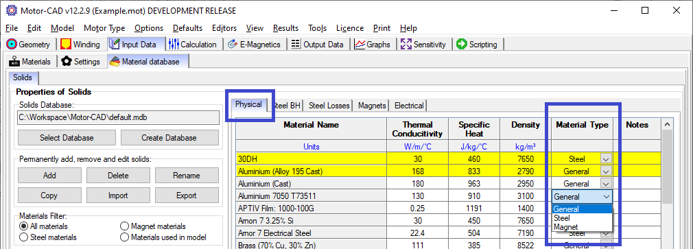 Solids Database