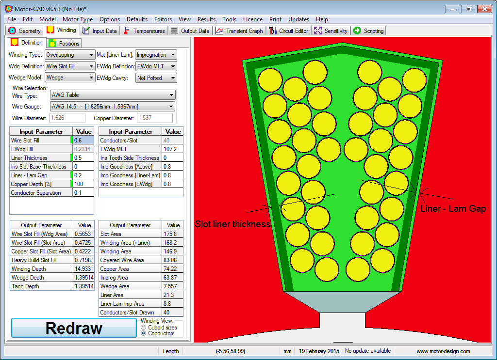 Winding geometry parameters