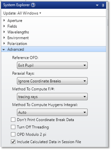 Advanced Options (System Explorer)