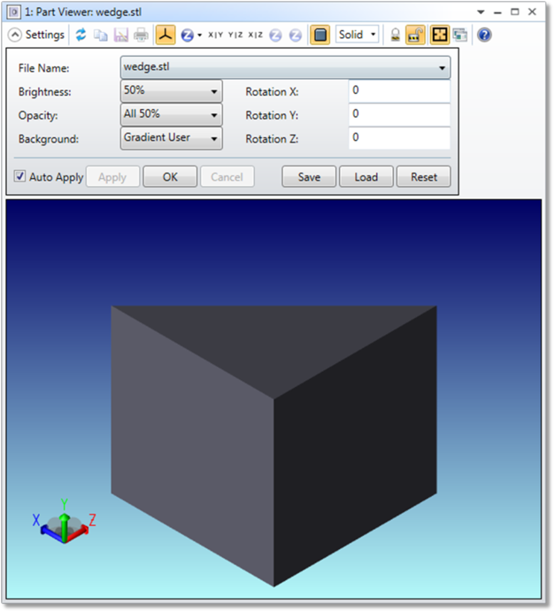 CAD Part Viewer (system viewers group, the analyze tab, sequential ui mode)