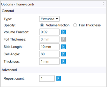 Honeycomb Geometry Options