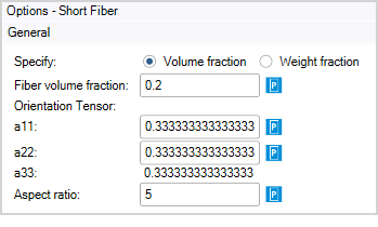 Short Fiber Composite Setup Options