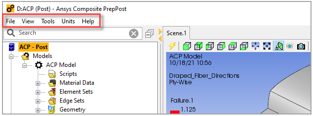 Ansys Composite PrepPost Menu Options